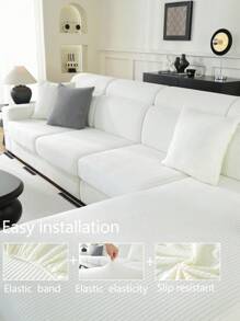 1pc Stretch Sofa Cover Non-Slip All-Inclusive Sofa Seat Cover Universal Sofa Cushion Cover Fabric Thickened Sofa Cover Cloth Machine Washable Dust-Proof And Dirt-Resistant Home Decoration Pet-Friendly Protective Cover White Fresh And Simple Room Decoration Adjustable Corner Sofa Cover Suitable For Bedroom, Office, Living Room Combination And L-Shaped Sofa Blanket And 1234 Seat Cover