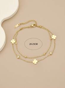 1pc Rhinestone Stainless Steel Women's Summer Beach Fashion Anklet (The Number Of Beads May Have A Deviation, The Number Of Beads Is Subject To The Size)
