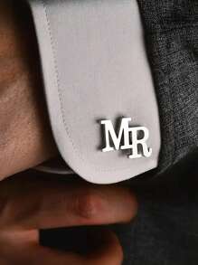 1 para spersonalizowanych spinek do mankietów ze stali nierdzewnej dla mężczyzn z prostymi inicjałami 1-2, elegancki minimalistyczny design, idealny wszechstronny dodatek na oficjalne wydarzenia i wesela dla mężczyzn, świetny prezent dla ojca, męża, chłopaka lub syna