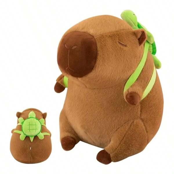 Muñeco Peluche Capibara Con Mochila De Tortuga 30CM  Juguete Kawaii Suave Esponjoso Tierno Regalo Perfecto Cumpleaños Navidad Pascua Juguete Para Niños Niñas Decoracion Hogar Almohada Abrazable