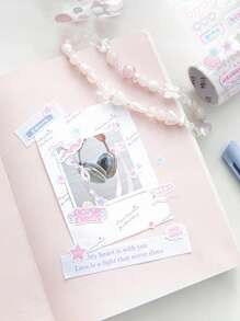 1 rotolo di adesivi decorativi per scrapbooking con graffiti carini, nastri adesivi decorativi per confezioni regalo, ufficio, casa, etichettatura, classe, intrattenimento, planner scolastico fai-da-te, materiali decorativi multifunzionali, forniture scolastiche, back to school