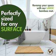 Alfombra de baño de bambú negro de alta calidad: durable, resistente al agua, antideslizante | Un accesorio versátil y lujoso para cualquier espacio como baños, entradas, áreas al aire libre, spas - 24 x 16 (rectangular) - Ver 2