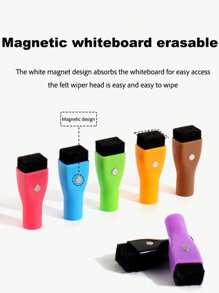 6-Piece Set (4 Magnetic Whiteboard Pens (Orange And Yellow Pens With Random Colors) +1 Magnetic Absorption Box +1 Magnetic Eraser) /8 Magnetic Whiteboard Pens With Brush Head +1 Storage Box. Whiteboard Pen Water-Based Pen Erases Drawing Pen, School Supplies,Back To School