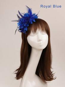 1 Stück Blumen-Haarband Fascinator Hut Tea Party Kopfbedeckung mit Federn Derby Hochzeit Fascinator auf Haarband für Mädchen und Frauen