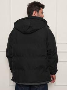 Men's Windbreaker Jacket Waterproof Mountaineering Trail Trekking Climbing Winter Lined Water Resistant Casual Lightweight Sports High Collar Removable Hood Softshell Cold Shelter Mountain Sailing Hiking Fishing - 黑色 - 查看 2