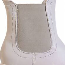 Botin Chelsea de piel de moda para cualquier temporada, casual y extremadamente comodo. - Beis - Ver 3
