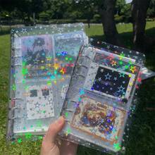 A5 A6 Colorful Star Transparent Colorful Binder Folder That Can Change Color With Light DIY Photo Album Business Card Storage Bag Postcard Storage Folder, School Supplies,Back To School - Multicolor - View 2