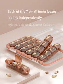 1pc 7-Day Portable Mini Medicine Pill Box, 3 Times A Day Travel Organizer, Sealed Moisture-Proof Compartment Pill Storage Case, Large Capacity Multi-Grid Detachable Design - Multicolor - View 12