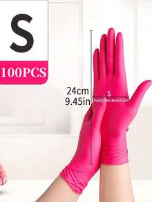 深粉色一次性丁腈手套，防水、耐用、轻便，适用于家庭清洁、宠物护理、染发，无铅无酒精（S/M/L码），多用途清洁手套，时尚清洁手套，厨房用户专用 - 彩色 - 查看 17
