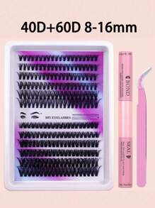 Kit de Extensão de Cílios DIY, 266/280/308/320 Peças Cílios Individuais, Extra Grossos, Curva D, Comprimentos Mistos 9-16mm, Olhar de Cílios Manga Wispy, Para Iniciantes e Reutilizáveis