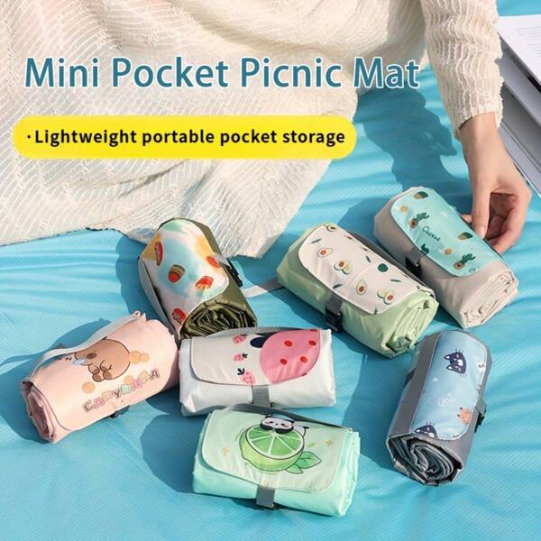 Tapis de pique-nique portable multi-style pour l'extérieur, poche mini, couverture de plage de camping anti-sable - couverture de pique-nique extra-large avec imprimé oasis du désert - rangement compact avec poche, anti-sable, imperméable, pliable, coins renforcés pour la stabilité