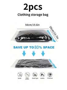 2/1pc Vacuum Compressed Storage Bag, Hanging Clothes Organizer Bag, Dust Proof Garment Bag With Swivel Hook, Space Saving, Waterproof, Moth-Proof, Zipper Sealed, Ideal For Clothes Storage, Winter Wear, Space Saver Bags