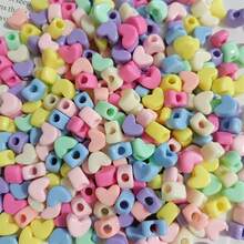 100pcs Solid Heart Shaped Large Hole Beads For DIY Children Bracelet, Necklace, Phone Charm, Acrylic Bead - Multicolor - View 2