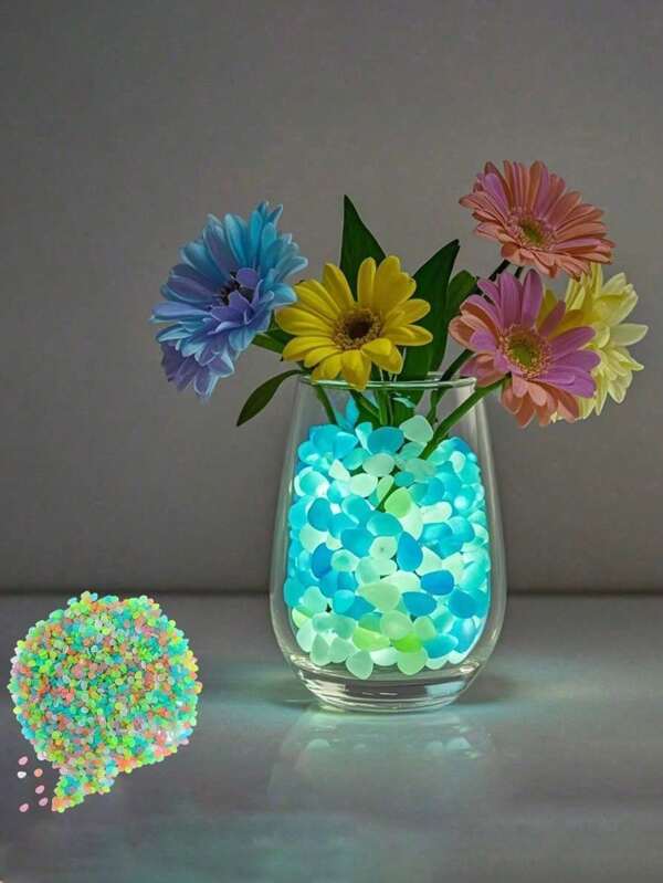 Multiple Specifications Colored Luminous Vase Fillers, Garden Flowerpot Fluorescent Stones, DIY Luminous Stones, Fish Tank Landscaping Luminous Colored Stones, Garden Path Paving,Flower Vase,Flower Pot,Table Centerpiece,Plant Pot,Bud Vases,Mixed Colors,Solar-Powered Glow Decorative Stones For DIY Walkways, Gardens & Pools,Props Used For Wedding Venue Decoration Gifts Birthday Graduation