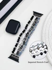 Perlen Armband Band für 38mm 40mm 41mm 42mm 44mm 45mm 46mm 49mm - Bohemischer Stil elastisches Stretch Band - handgefertigtes Kristall Perlenarmband - elegantes, bequemes Damen Uhrenarmband - perfekt für Business, Dates, Hochzeiten, Partys, Alltag - ideales Geschenk für sie - hochwertiges Ersatz Armband Zubehör