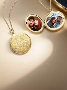 Colar com medalhão redondo dourado personalizado com sua própria foto, colar com foto, medalhão com foto, pingente para moldura de foto de lembrança, melhor presente
