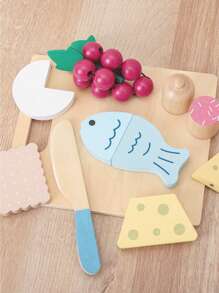 1 Set de juguete de casa de madera, juego de simulación, Set alimenticio para niños pequeños mayores de 3 años - 16 piezas de juguetes de estilo americano para frutas, verduras y aperitivos, juegos de roles de cocina Montessori, regalos educativos para fiestas de cumpleaños