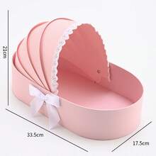 1 Piece Of Elegant Baby Christening Cradle Paper Gift Box With Fruit Pattern, Floral Bouquet Box, Creative Hand-Held Cradle, Lace Details - Multicolor - View 9
