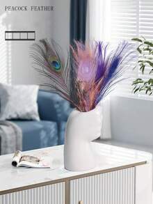 5 件逼真的人造孔雀羽毛，适用于 DIY 工艺品、优雅的家居装饰、派对和婚礼装饰、节日场合，手工细节，塑料材质，非常适合卧室、客厅或浴室装饰，孔雀装饰 - 白色 - 查看 11