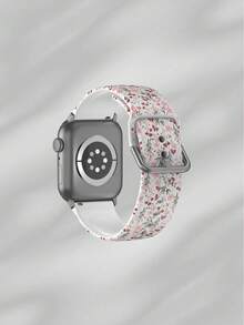 1 dây đeo thay thế họa tiết hoa màu hồng dễ thương mềm mại, đàn hồi và thoáng khí tương thích với 38mm 40mm 41mm 45mm 44mm 42mm 49mm, dây đeo silicon nhiều màu thời trang thường ngày cho Ultra Series, S10/SE/9/8/7/6/5/4/3/2/1 - trắng - Xem 5