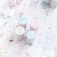 1 rotolo di adesivi decorativi per scrapbooking con graffiti carini, nastri adesivi decorativi per confezioni regalo, ufficio, casa, etichettatura, classe, intrattenimento, planner scolastico fai-da-te, materiali decorativi multifunzionali, forniture scolastiche, back to school