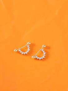1 paire de boucles d'oreilles simples et en forme de U en zirconium cubique doré avec vis pour femmes