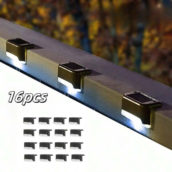 16 Pack Fence Post Solar Lights For Patio Pool Stairs Step And Pathway, Weatherproof LED Deck Lights Solar Powered Outdoor Lights