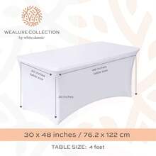 Stretch Spandex Table Covers 4FT, Pack Of 2 Fitted Tablecloths For Rectangle Tables, Stretchy Wrinkle Resistant Folding Table Cover, White - White - View 2