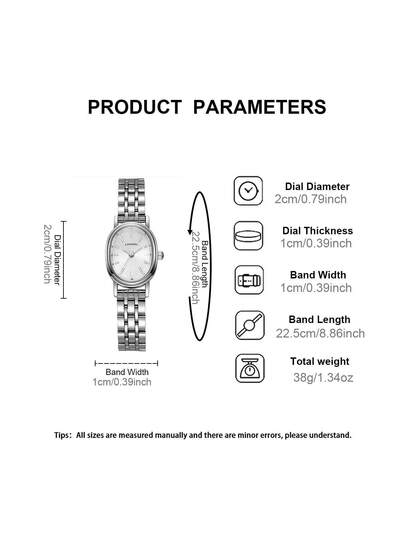 LI Pc Removable Stainless Steel Strap, Vintage, Mini Oval Ladies Quartz Watch, Zilver Case,Perfect Everyday Wear, Birthday s, Parties, Holiday Gatherings, As The Ideal Yourself Or Friends view 6