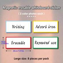 20 个彩色磁性可移除姓名标签 - 可重复使用橡胶软磁贴纸，5x3cm/7x9cm/5x10cm，适用于黑板、白板、冰箱、储物柜、办公室、学校、家庭组织、办公用品、厚橡胶框架、用于学校用品、返校