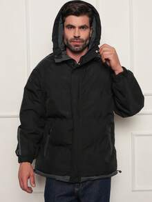 Men's Windbreaker Jacket Waterproof Mountaineering Trail Trekking Climbing Winter Lined Water Resistant Casual Lightweight Sports High Collar Removable Hood Softshell Cold Shelter Mountain Sailing Hiking Fishing - 黑色 - 查看 5