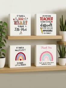 1pc,Thank You Teacher Wooden Box Sign, Ideal Back To School Season Teacher's Day Desktop Gift Decoration, Suitable For Teacher's Office, Thank You Teacher Gift
