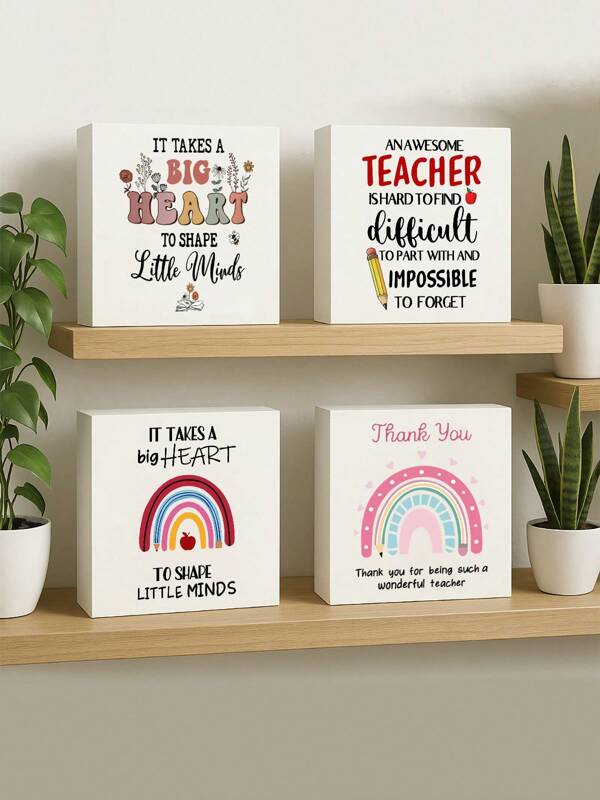 1pc,Thank You Teacher Wooden Box Sign, Ideal Back To School Season Teacher's Day Desktop Gift Decoration, Suitable For Teacher's Office, Thank You Teacher Gift