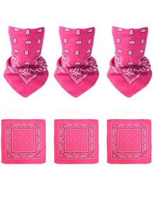 1pc Unisex Cashew Print 21.65" X 21.65" Bandana, Versatile For Outdoor Cycling, Neck Warmer, Headwrap For Dress - Hot Pink - View 9