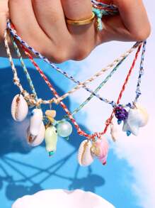 1pc Fashion Delicate Summer Beach Vacation Style Personalized Fish, Seashell, Starfish Pendant Bohemian Bracelet For Women, Suitable For Daily Outfit And Beach Vacation