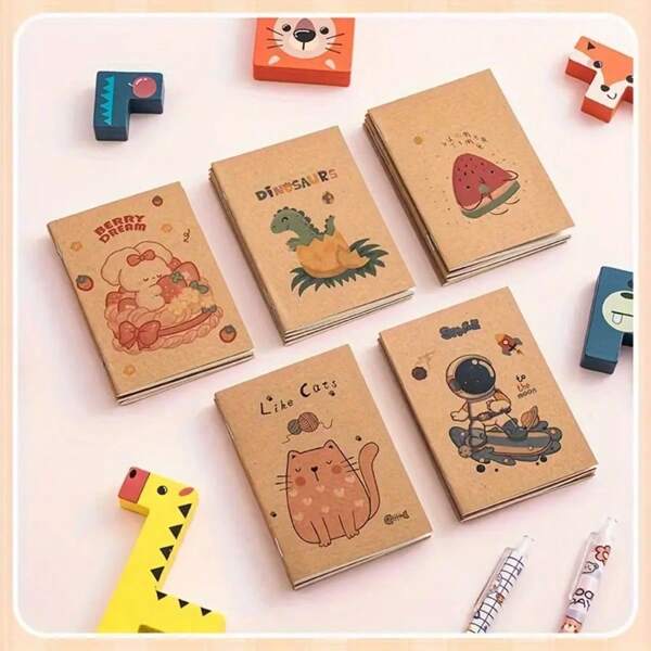 100 Mini Notebooks, Uniquely Designed - Blank Cartoon Diary, Suitable For Small Notebooks In Schools And Offices, Creative Gifts For Teachers, Office Supplies | Fun Stationery | Durable Paper Cover For Suitable Offices, Students Learning To Take Notes, To-Do Lists, Writing, Memos, And Organize On The Go. Back To School Season Gifts For Family And Friends Are A Good Choice. 100pcs/50pcs/30pcs/20pcs/10pcs/5pcs/1pc (Color And Style Random)