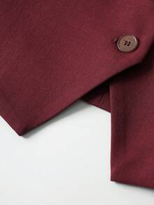 Women's Solid Color Vest, V-Neck Jacket, Slim Fit Slimming, Spring/Autumn, Fashionable For Commuting, Suitable For Opening Doors, Women's Apparel Summer - Burgundy - View 8