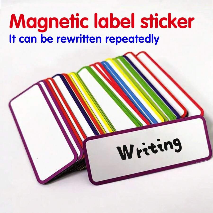 20 个彩色磁性可移除姓名标签 - 可重复使用橡胶软磁贴纸，5x3cm/7x9cm/5x10cm，适用于黑板、白板、冰箱、储物柜、办公室、学校、家庭组织、办公用品、厚橡胶框架、用于学校用品、返校