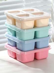 4-Compartment Covered Bento Box With Fork Set, Odorless Mixing, Suitable For Sharing And Packaging Food, Snack Boxes, Nut Candy Sealed Boxes, Snacks, Pastries, Fruits, Refrigerator Freshness Boxes