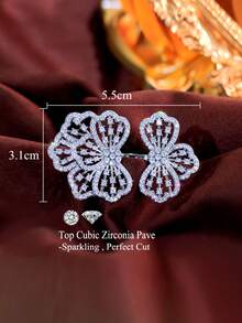 1pc Adjustable Size Attractive Flower Shaped Luxury Big Chunky Cubic Zirconia Wedding Bridal Party Ring For Women, Unique Statement Pageant Jewelry Accessory - White - View 9