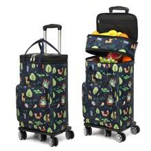 110 Lbs Capacity All-Terrain Soft Wheel Foldable Multipurpose Hand Truck With Detachable Bag And Bicycle Pattern Design - Portable Folding Shopping Cart For Shopping, Moving, Gardening, Sturdy Handle Structure