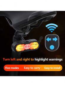 Bicycle Wireless Remote Control Taillight Turn Signal Super Bright Lights, Cycling Bike Rear Light