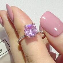 1 pieza Anillo de moda para mujer, estilo dulce y elegante, anillo de aleación con circonita incrustada, adecuado para el Día de San Valentín, vacaciones, ir al trabajo, citas, fiestas, bodas, compromisos, como regalo para esposa, novia, madre, aniversario, Año Nuevo, apto para todas las estaciones