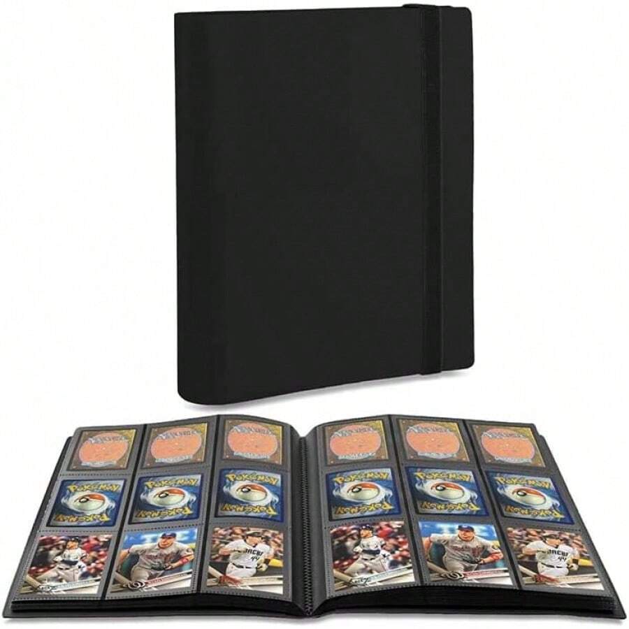 Trading Card Binder Holder, 9-Pocket Sports Card Collector Binder Album For TCG, MTG, , Photo Card, Football, Basketball, Hockey And Baseball Cards - 20 Pages, 360 Card Capacity - Black - màu đen - Xem 1