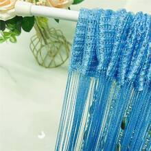 100cmX200cm Decorative Door String Curtain Beads Wall Panel Fringe Window Room Divider Blind For Wedding Coffee House Parts Door Divider Beads Tassel Screen Decoration (Colorfull 25) - 天藍色 25 - 查看 2