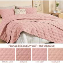 Size Quilt Bedding Set Teal - Full Lightweight Comforter Bedspreads & Coverlets Turquoise - Bedding Cover Bed Decor All Season - 3 Pieces (1 Quilt, 2 Pillowcases) - 09 - 腮紅 - 查看 6