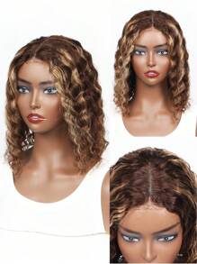 Glueless Ready To Wear Wig Human Hair Pre Plucked Precut P4/27 Highlight Ombre Honey Blonde Curly Bob 180 Density 6x4 Lace Closure Glueless Wigs With Natural Hairline For Women