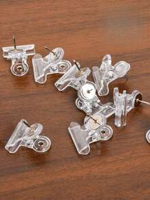 15/20 件带别针的图钉夹，用于学校、艺术和工艺品、公告板上的照片文件、无孔隔墙的图钉固定（黑色） - 彩色 - 查看 1