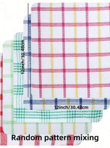 10pcs Kitchen Double-Sided Dishcloth Checkered Scrubbing Cloth Multi-Functional Cleaning Cloth Car Cleaning Wiping Cloth (Random Color)