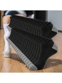 5/10 双男士时尚拼色袜子,透气舒适低帮踝袜,春夏男士袜子 20/40/60/80/100 双 - 彩色 - 查看 7